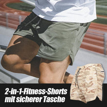 Laden Sie das Bild in den Galerie-Viewer, 2-in-1-Fitness-Turnhose mit sicherer Tasche ( Shorts & Verkürzte Hose)