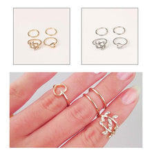 Laden Sie das Bild in den Galerie-Viewer, 4/Set Fingergelenk-Ringe ,Liebe und Blätter,Diamant