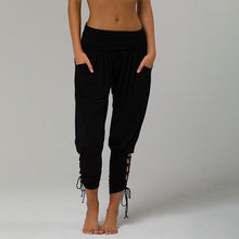 Laden Sie das Bild in den Galerie-Viewer, Schnürbinde elastische Taille Jogger Pants Yoga Leggings