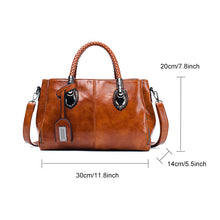 Laden Sie das Bild in den Galerie-Viewer, Neue Handtaschen aus Ölwachsleder Boston, große Tragetasche aus weichem Leder