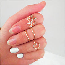 Laden Sie das Bild in den Galerie-Viewer, 4/Set Fingergelenk-Ringe ,Liebe und Blätter,Diamant