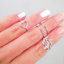 Laden Sie das Bild in den Galerie-Viewer, 4/Set Fingergelenk-Ringe ,Liebe und Blätter,Diamant