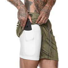 Laden Sie das Bild in den Galerie-Viewer, 2-in-1-Fitness-Turnhose mit sicherer Tasche ( Shorts & Verkürzte Hose)