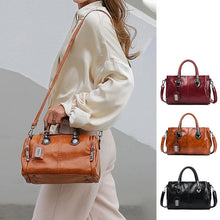 Laden Sie das Bild in den Galerie-Viewer, Neue Handtaschen aus Ölwachsleder Boston, große Tragetasche aus weichem Leder