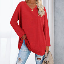 Laden Sie das Bild in den Galerie-Viewer, 🔥 Sommerspecial 🔥Damen Lockeres Langärmeliges Modisches T-Shirt mit V-Ausschnitt
