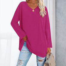 Laden Sie das Bild in den Galerie-Viewer, 🔥 Sommerspecial 🔥Damen Lockeres Langärmeliges Modisches T-Shirt mit V-Ausschnitt

