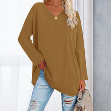 Laden Sie das Bild in den Galerie-Viewer, 🔥 Sommerspecial 🔥Damen Lockeres Langärmeliges Modisches T-Shirt mit V-Ausschnitt
