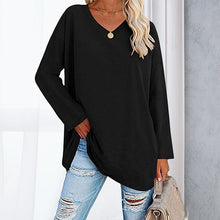 Laden Sie das Bild in den Galerie-Viewer, 🔥 Sommerspecial 🔥Damen Lockeres Langärmeliges Modisches T-Shirt mit V-Ausschnitt
