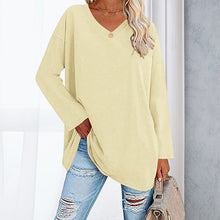 Laden Sie das Bild in den Galerie-Viewer, 🔥 Sommerspecial 🔥Damen Lockeres Langärmeliges Modisches T-Shirt mit V-Ausschnitt
