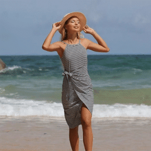 Laden Sie das Bild in den Galerie-Viewer, Sexy Gestreiftes Ärmelloses Damenkleid mit Schnürung
