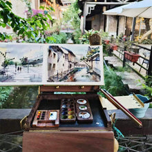 Laden Sie das Bild in den Galerie-Viewer, Tragbare Walnuss Aquarell-Palette
