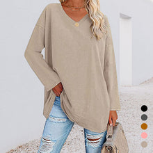 Laden Sie das Bild in den Galerie-Viewer, 🔥 Sommerspecial 🔥Damen Lockeres Langärmeliges Modisches T-Shirt mit V-Ausschnitt
